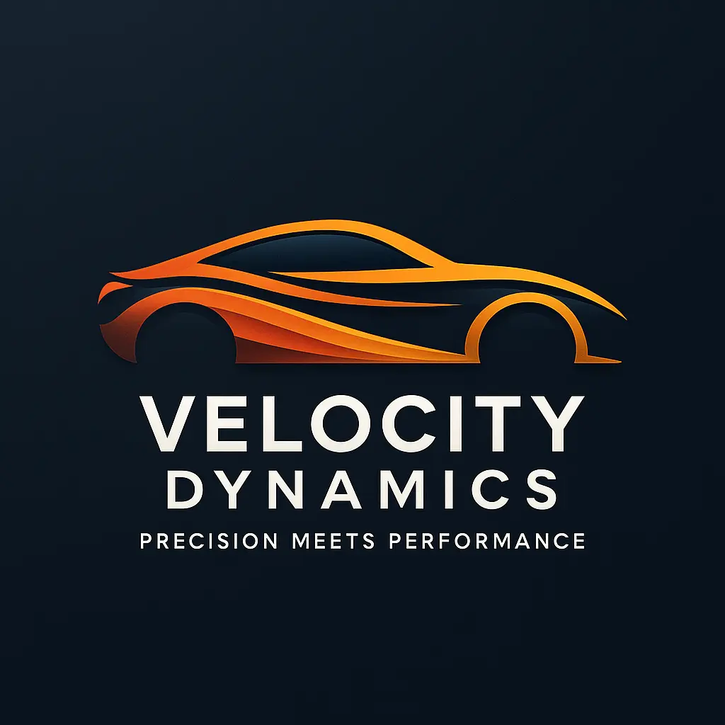 Modern automotive logo template with orange car silhouette