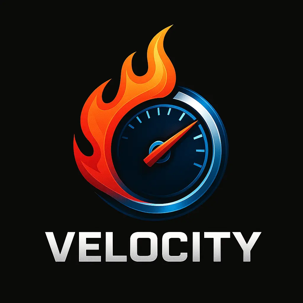 Automotive Logo template featuring a speedometer and flame design