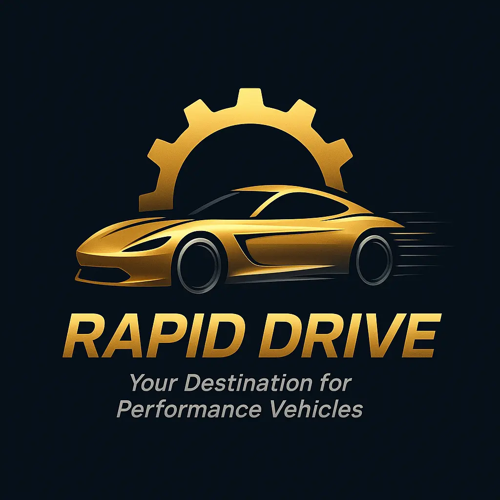Automotive Logo template with sleek car and gold gear