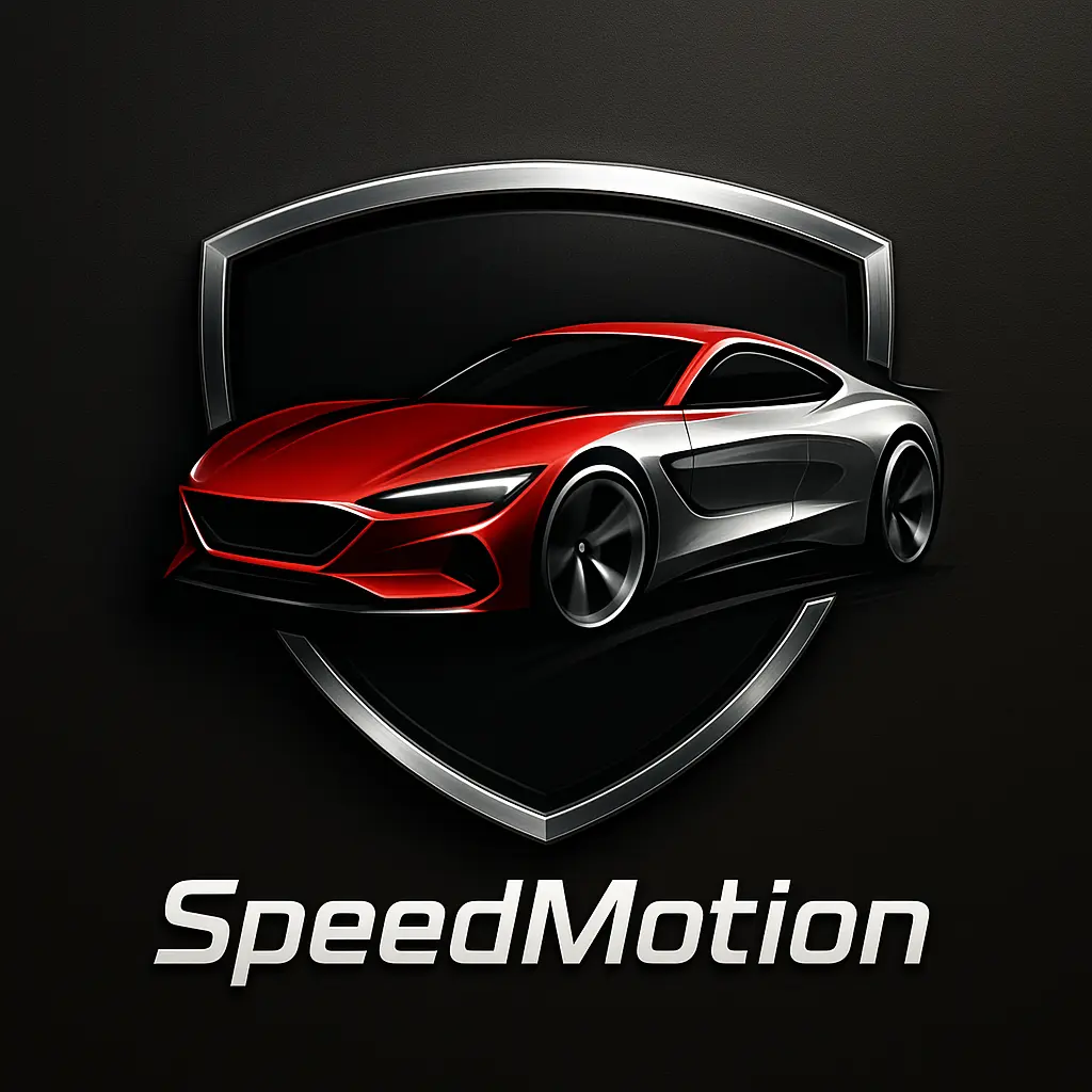 Automotive Logo template featuring red and silver car silhouette