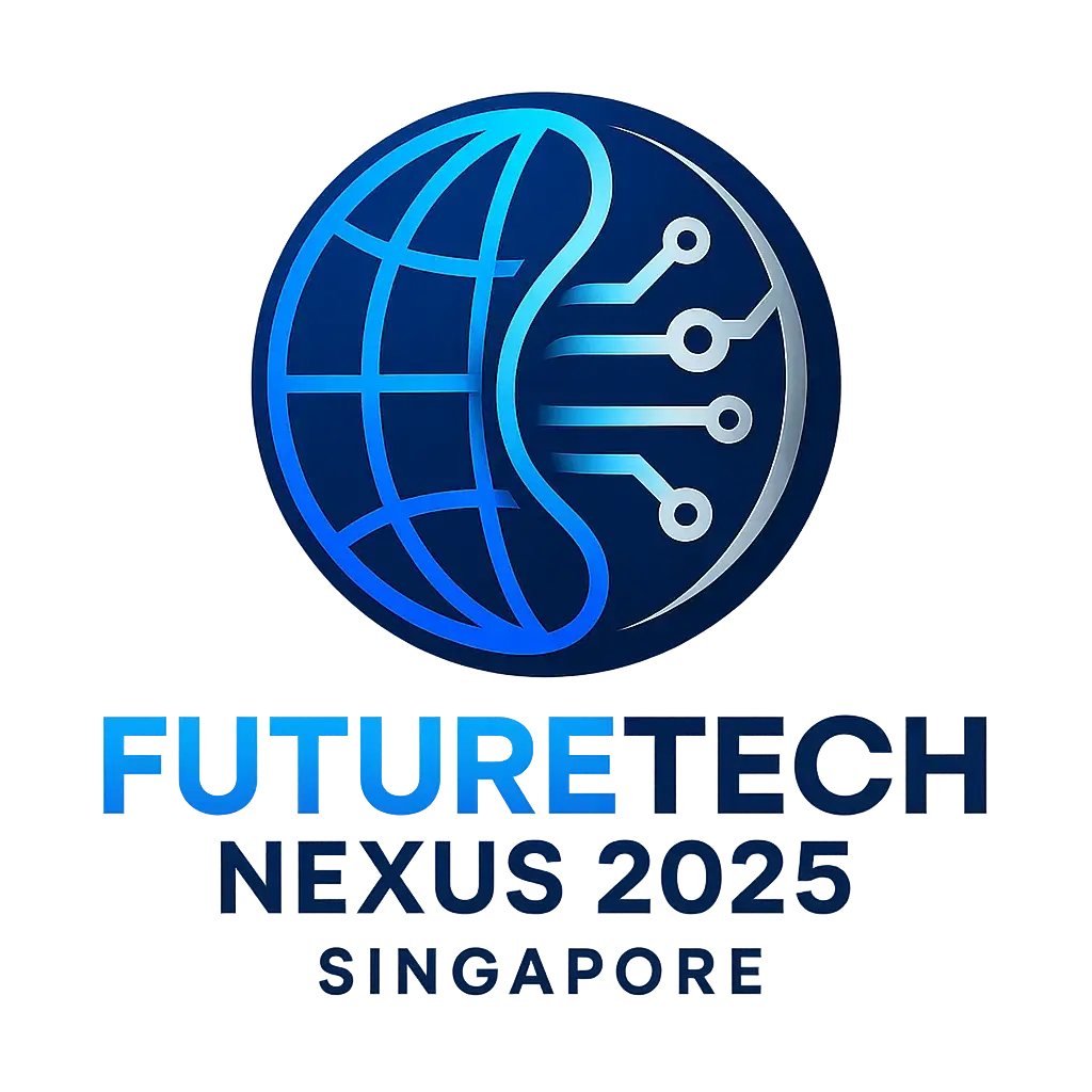 Event Logo template with futuristic globe and circuit design