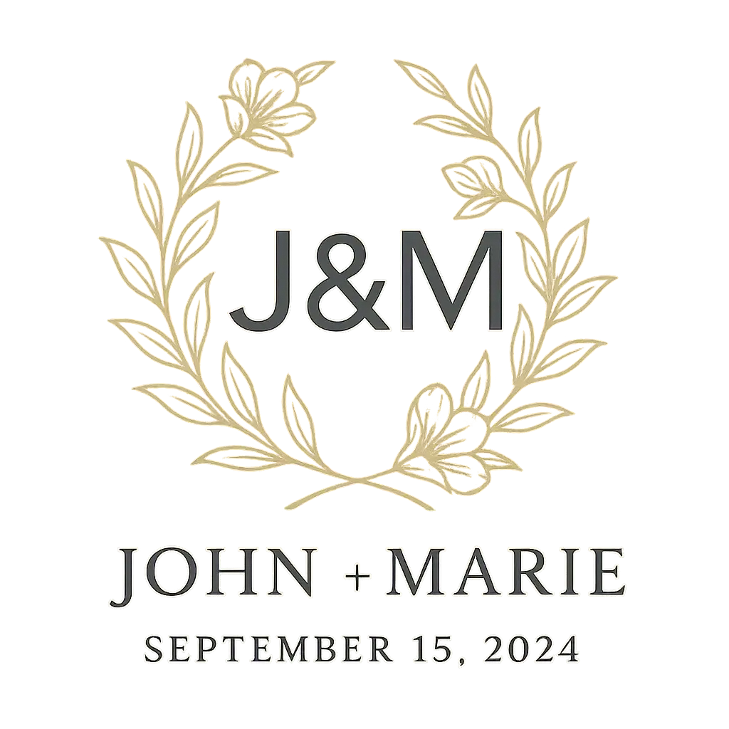 Wedding Event Logo template with floral motifs and initials