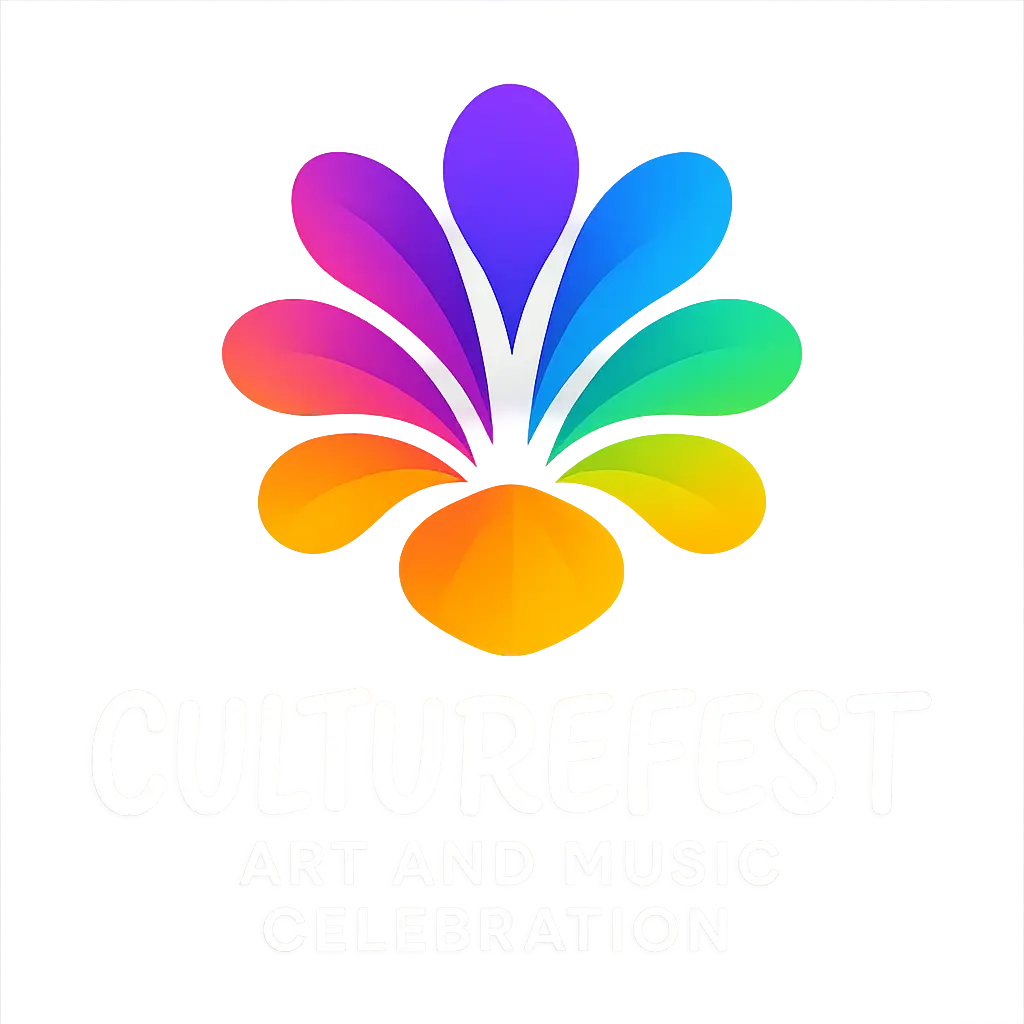 Event Logo template for a vibrant cultural festival featuring abstract colorful flower petals