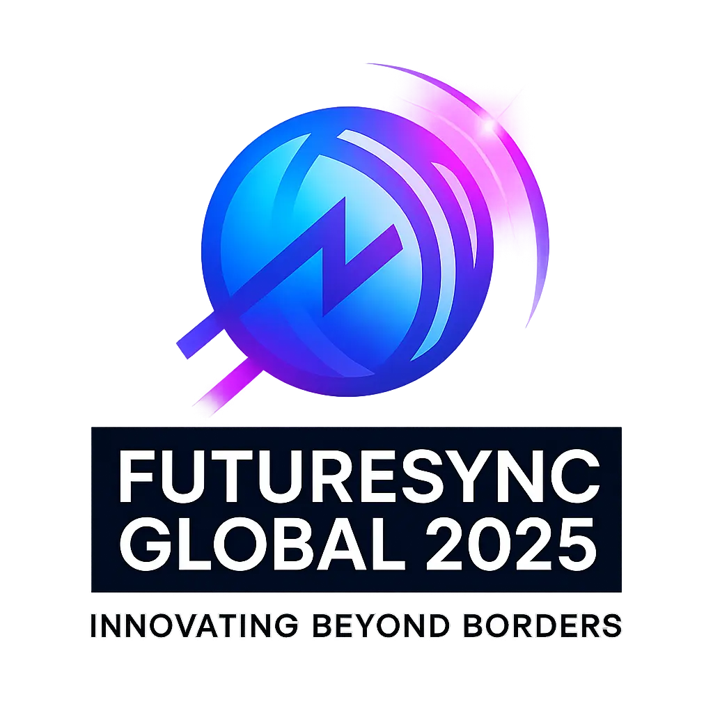Vibrant tech Event Logo template with globe and arcs