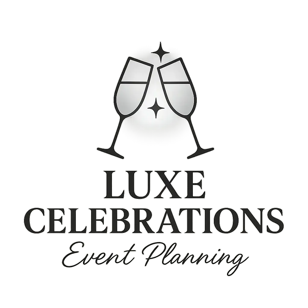 Event Logo template featuring minimalist design with champagne glasses and elegant typography