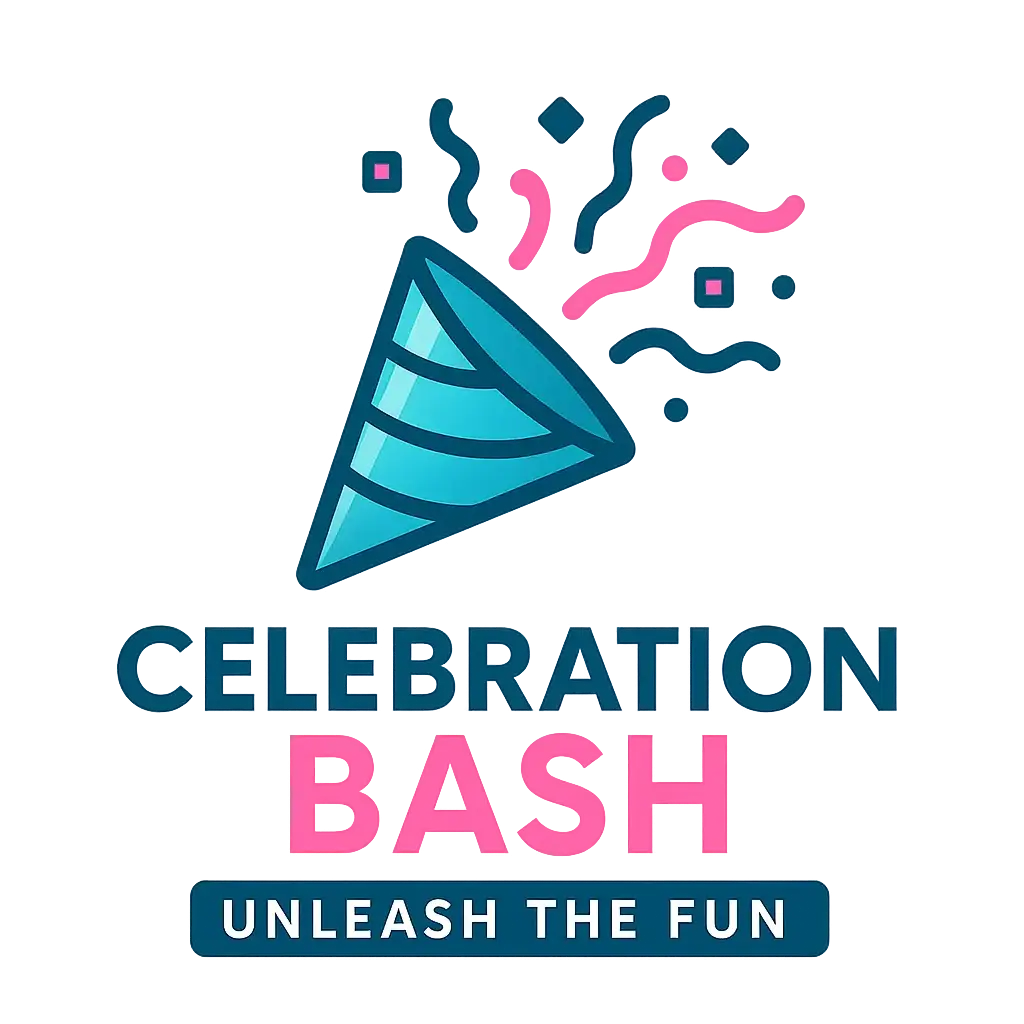 Event Logo template featuring vibrant turquoise, pink, and white design