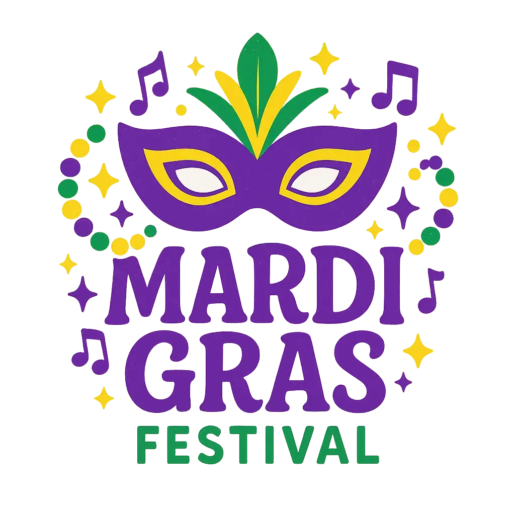 Mardi Gras Event Logo template with festive masks and beads