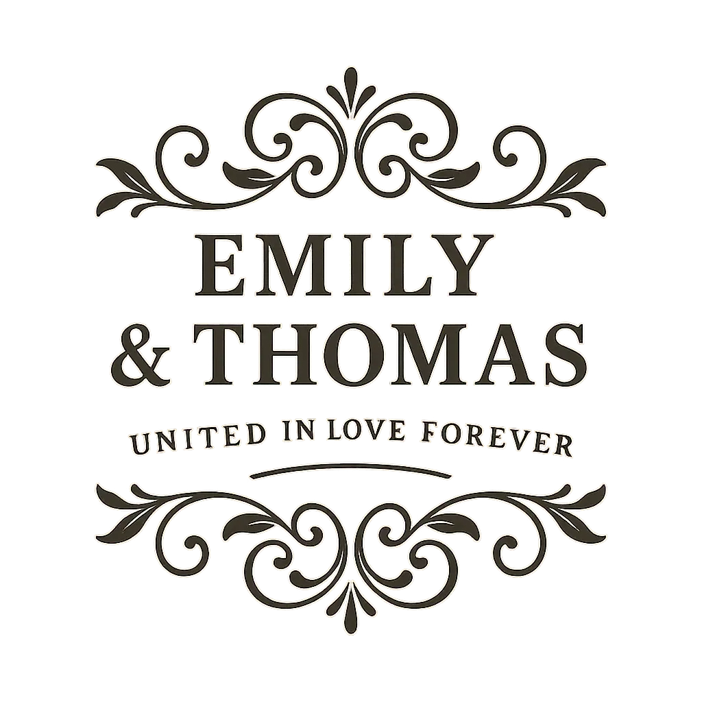 Vintage wedding Event Logo template with elegant scrollwork