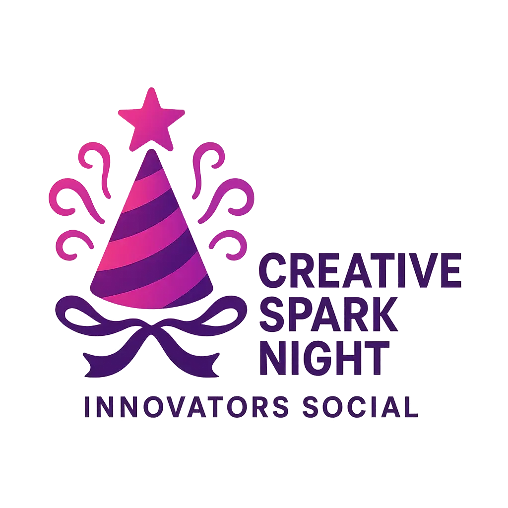 Bold Event Logo template with party hat and vibrant text