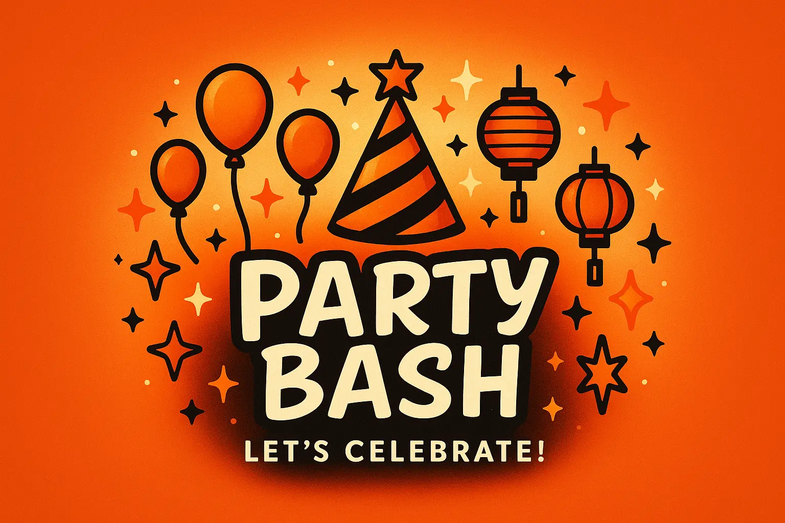 Event Logo template featuring a vibrant purple and black design with party and celebration text.