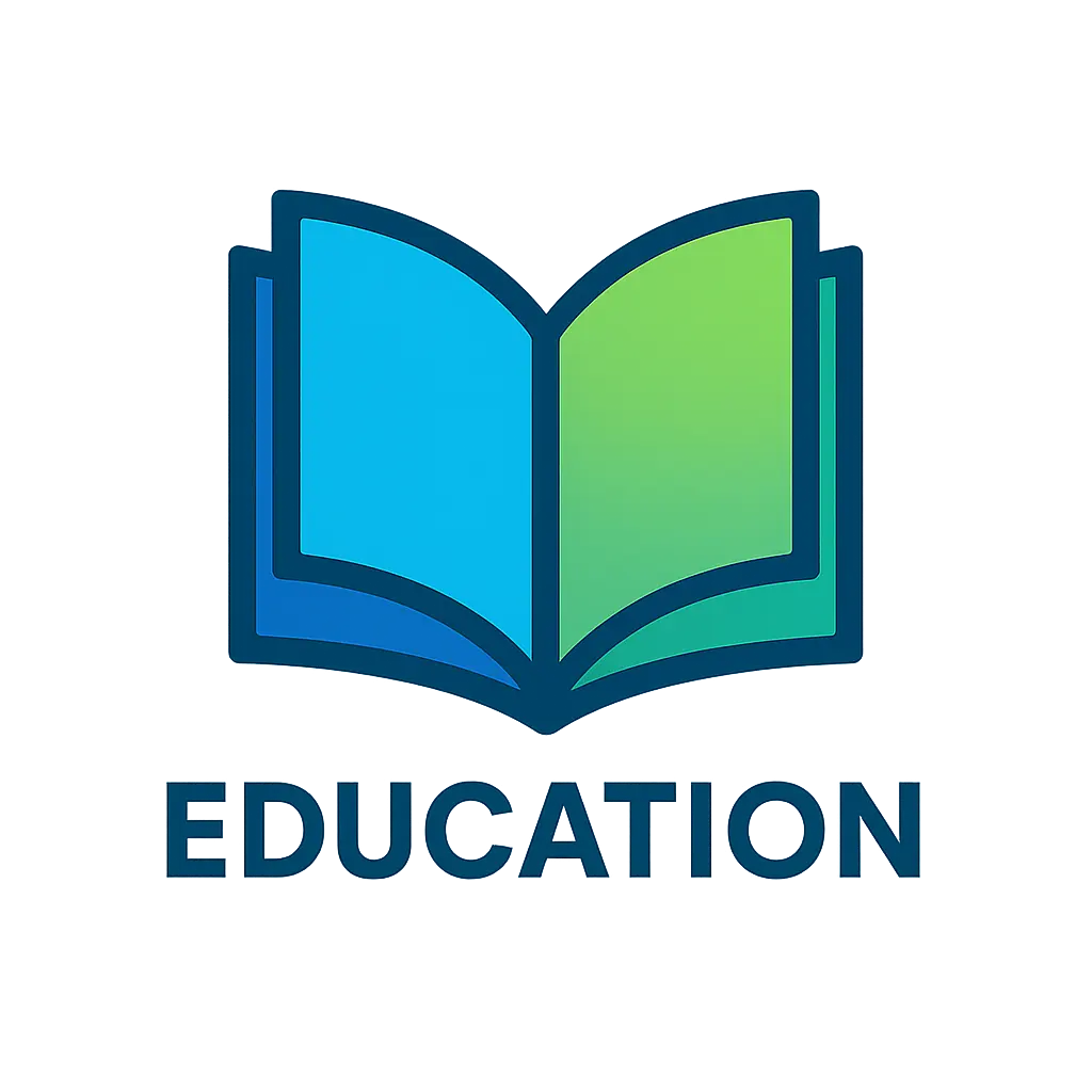 Education Logo template with open book and modern sans-serif typography