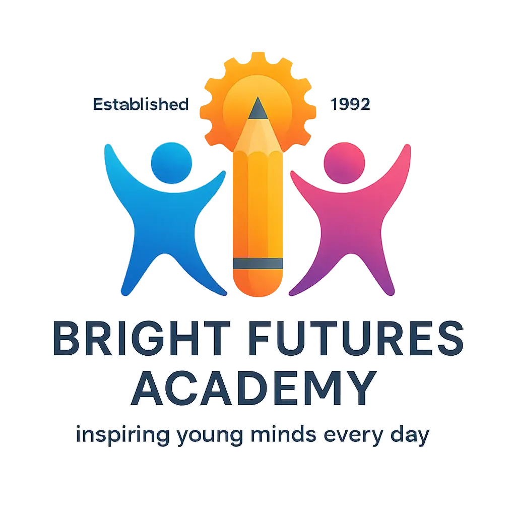 Education Logo template with kids, sun, and pencil