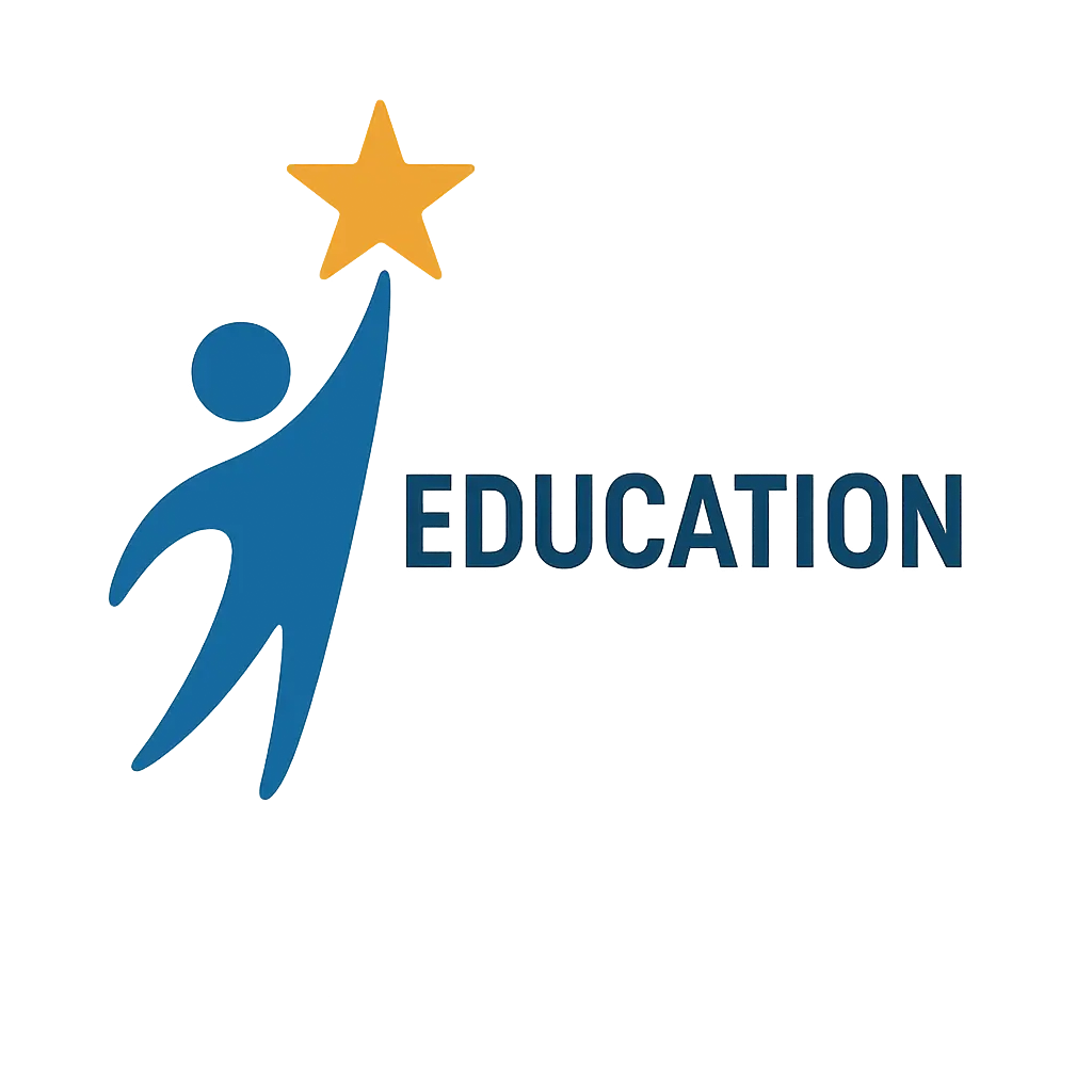 Education Logo template with human figure holding a star