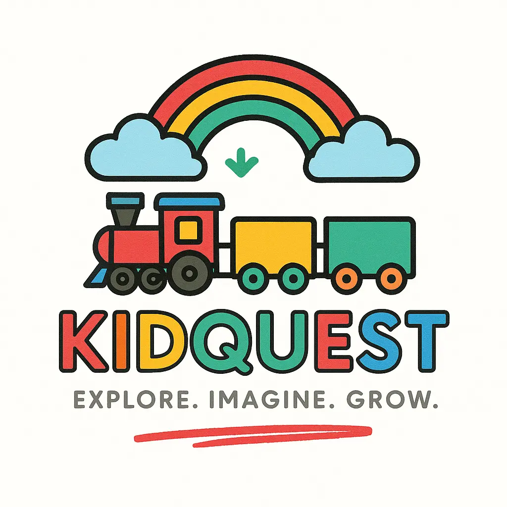 Colorful toy train Education Logo template with rainbow and tagline