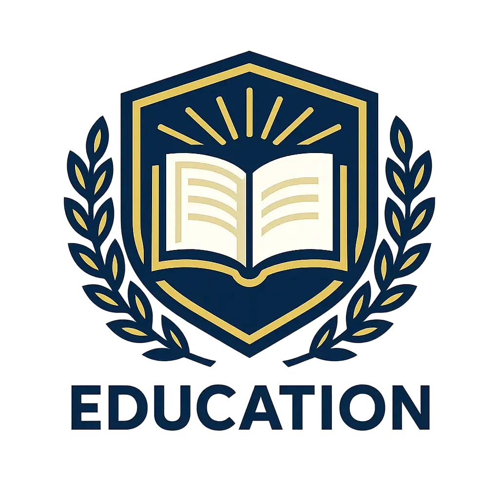 Modern Education Logo template with open book and laurel wreath