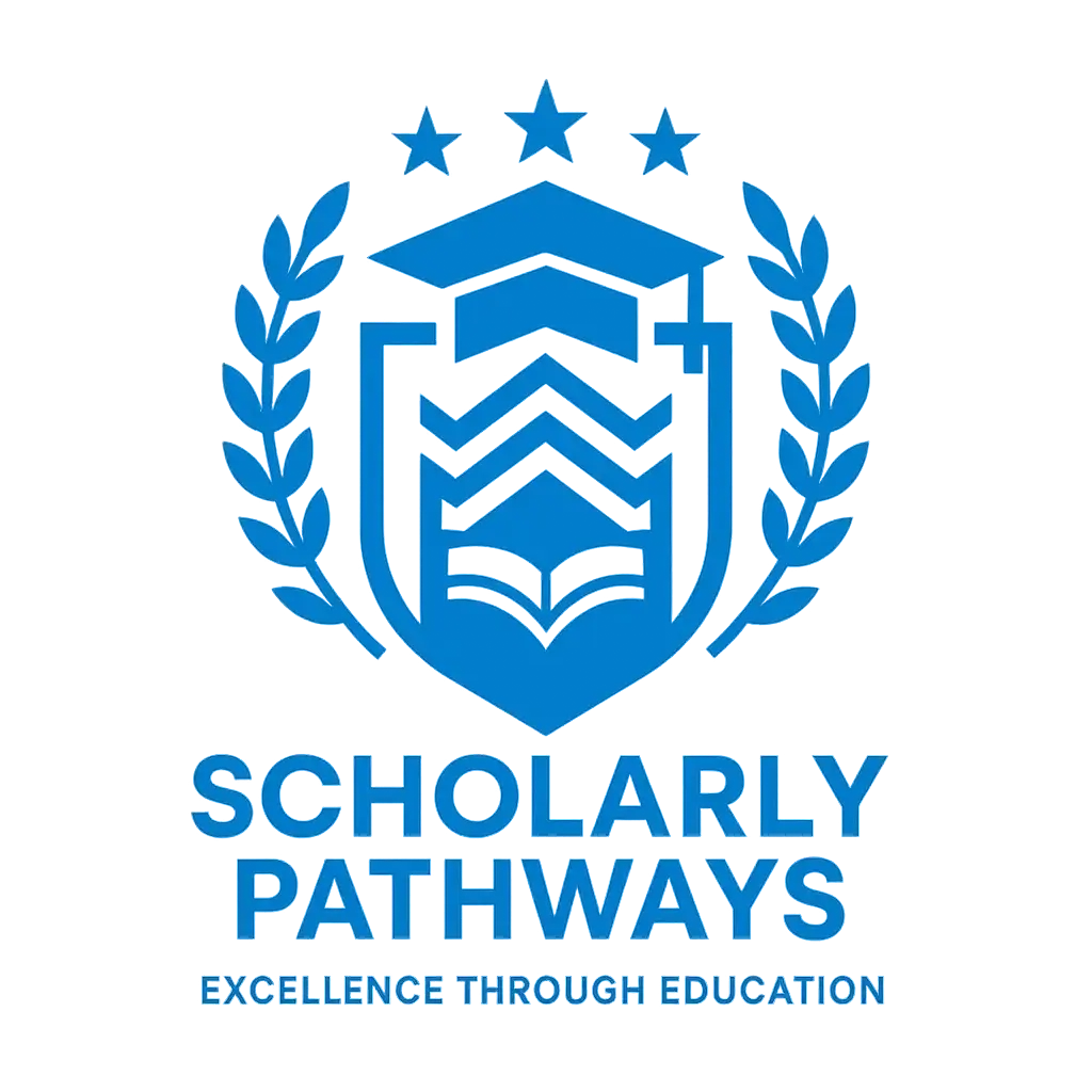 Modern blue Education Logo template with shield and laurel