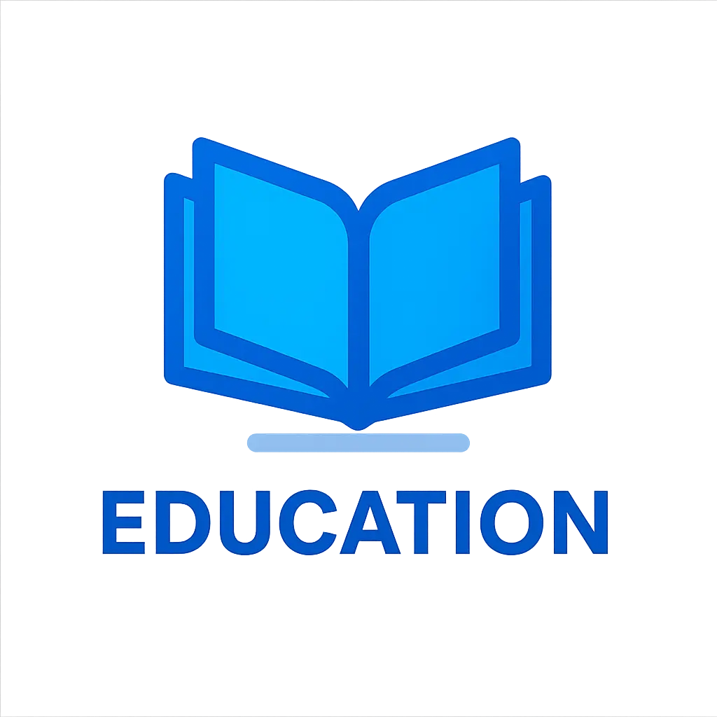 Education Logo template with open book icon and modern sans-serif typography