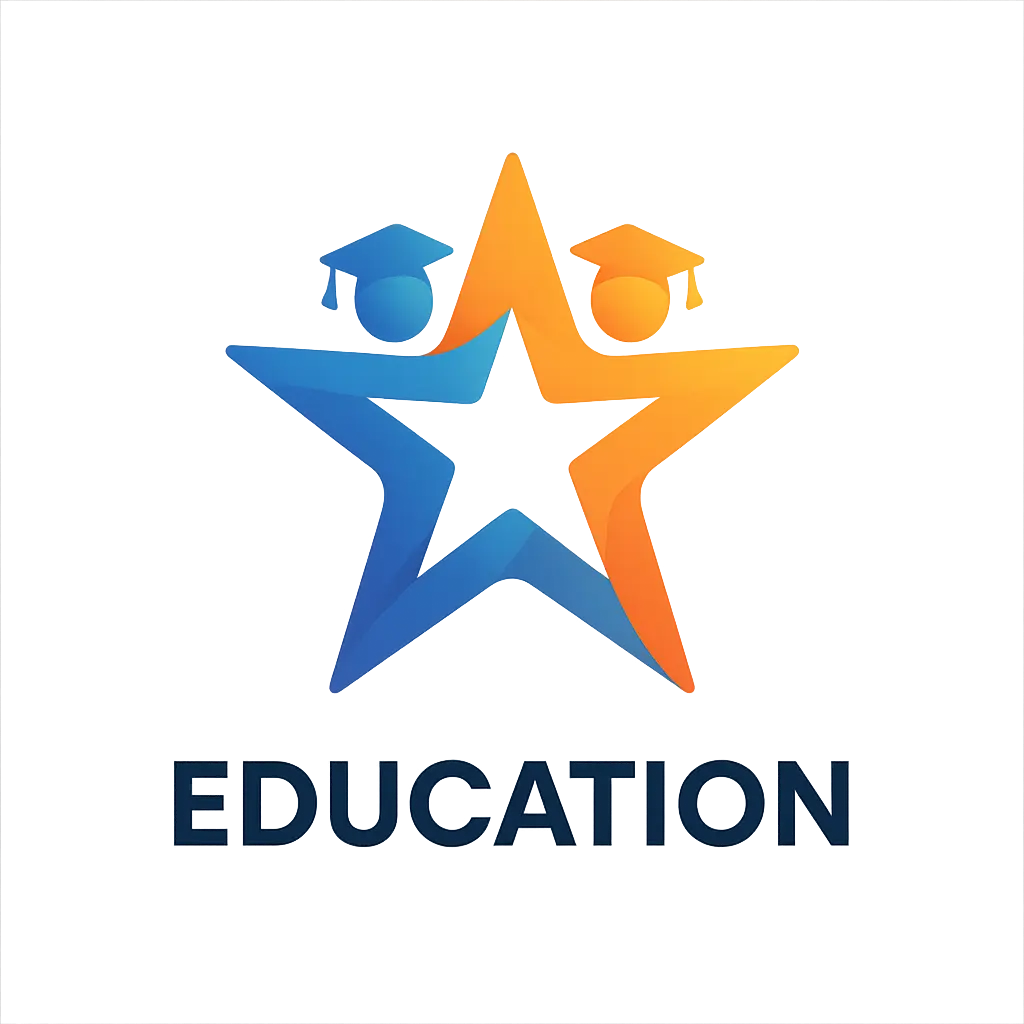 Education Logo template with star and graduate figures