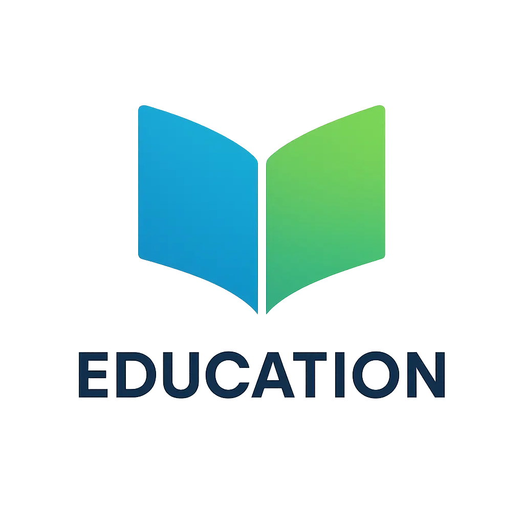 Education Logo template with open book icon and modern typography