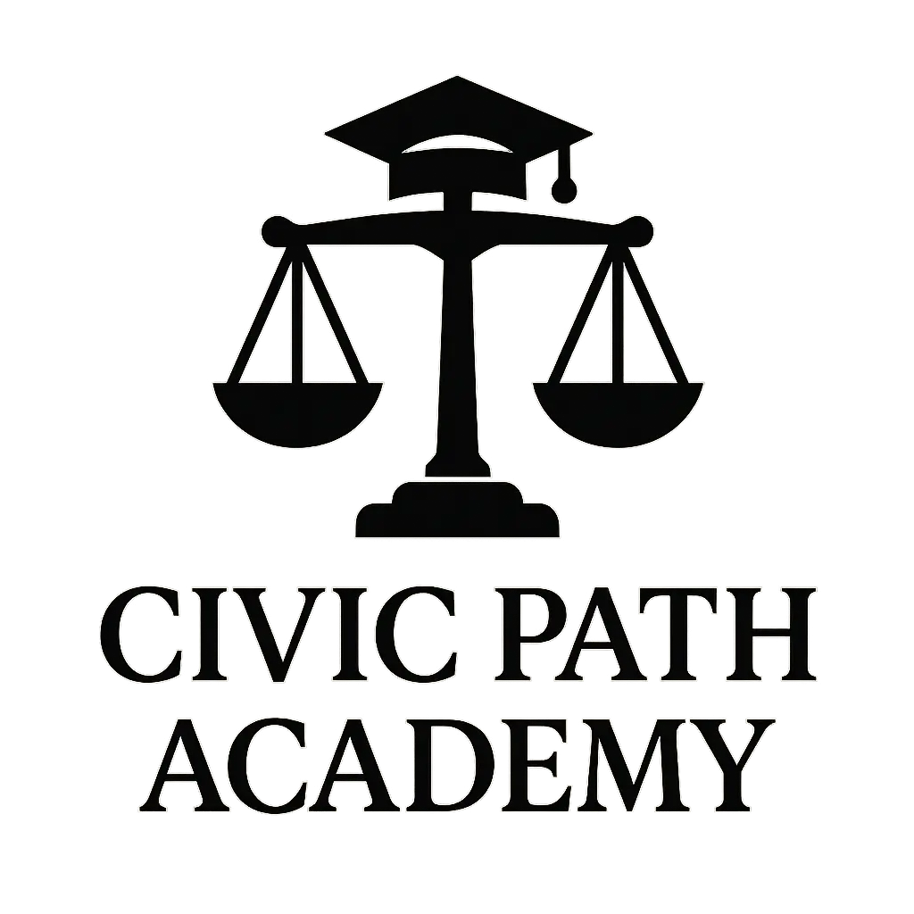 Education Logo template with balanced scales and serif typography