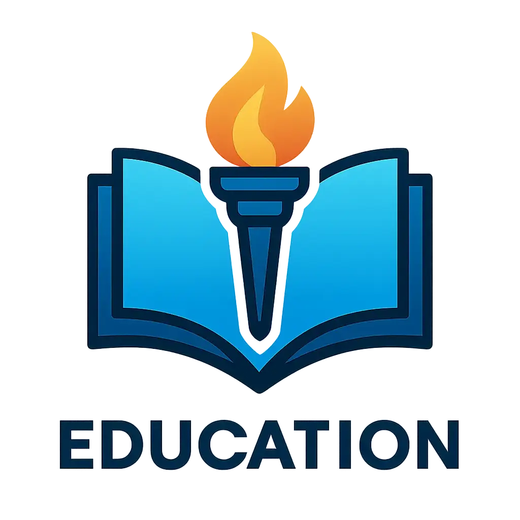 Education Logo template with book and torch symbol