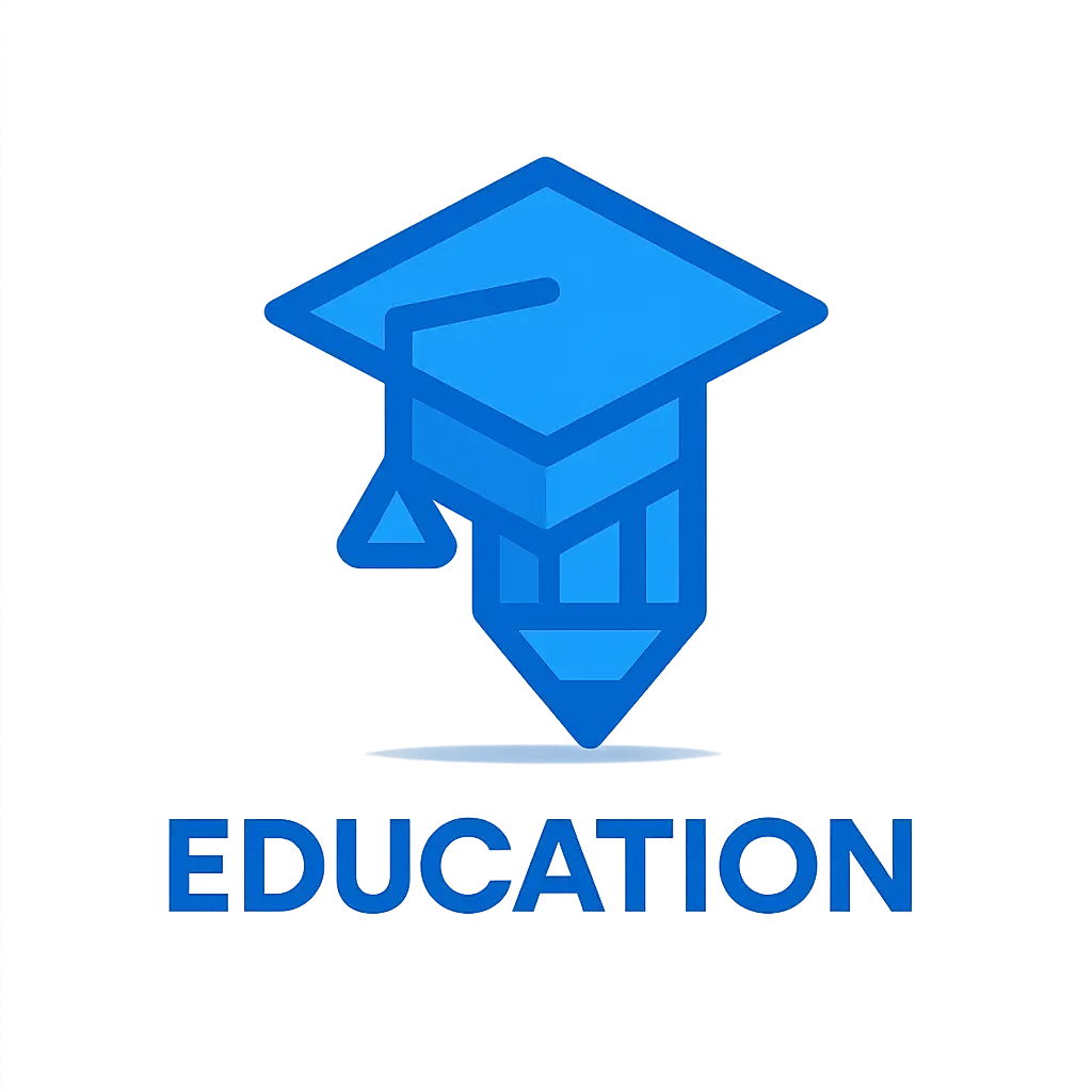 Education Logo template with graduation cap and pencil icon