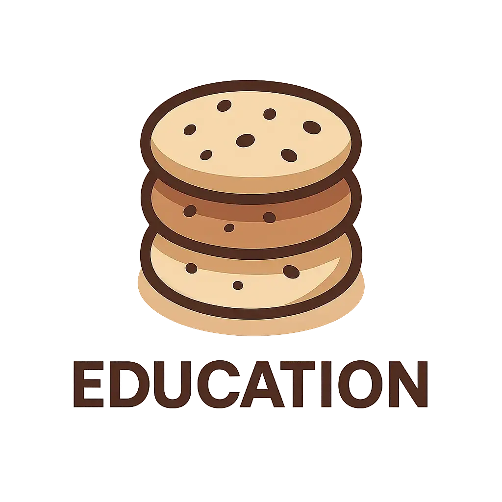 Education Logo template with cookie stack and modern typography