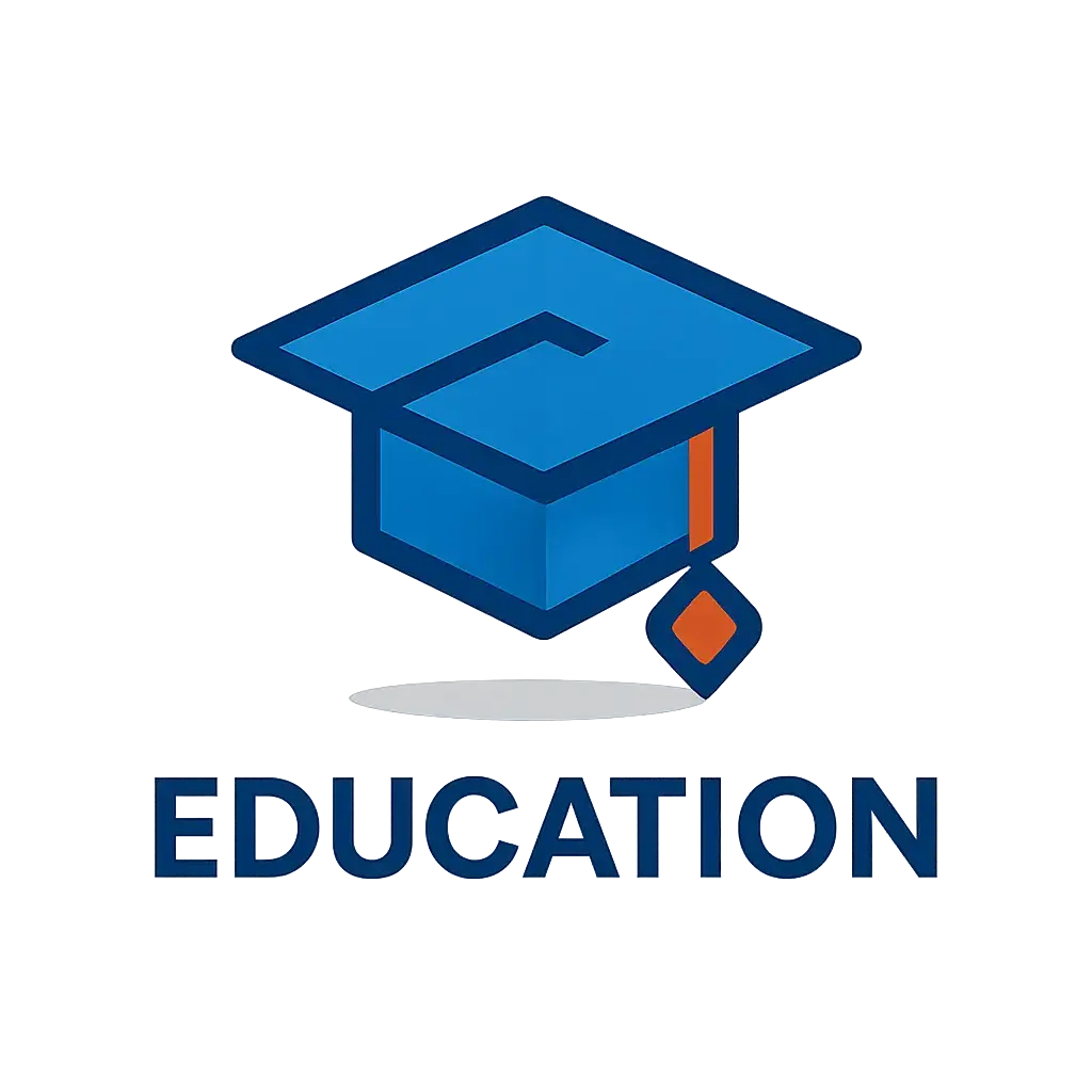 Education Logo template with a graduation cap and modern typography.