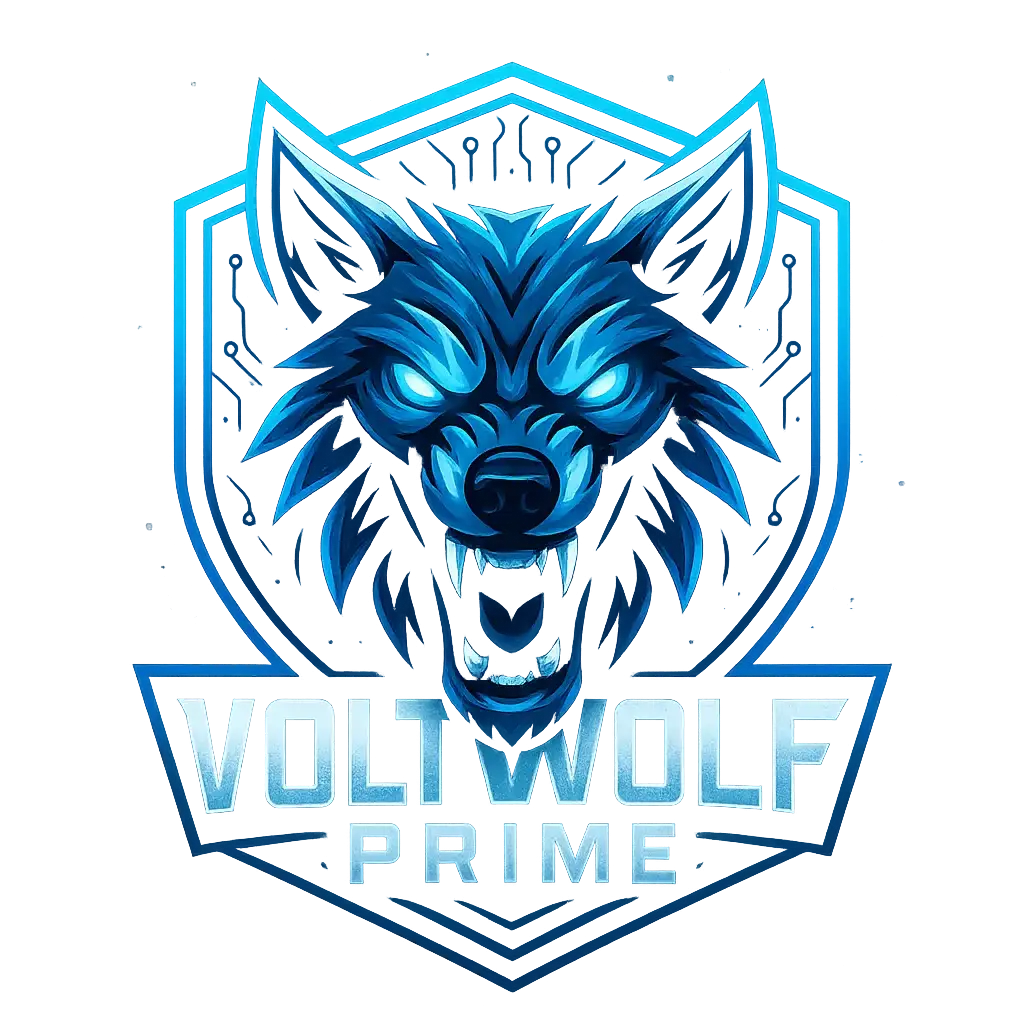 Cyber wolf Gaming Logo template with neon blue glow