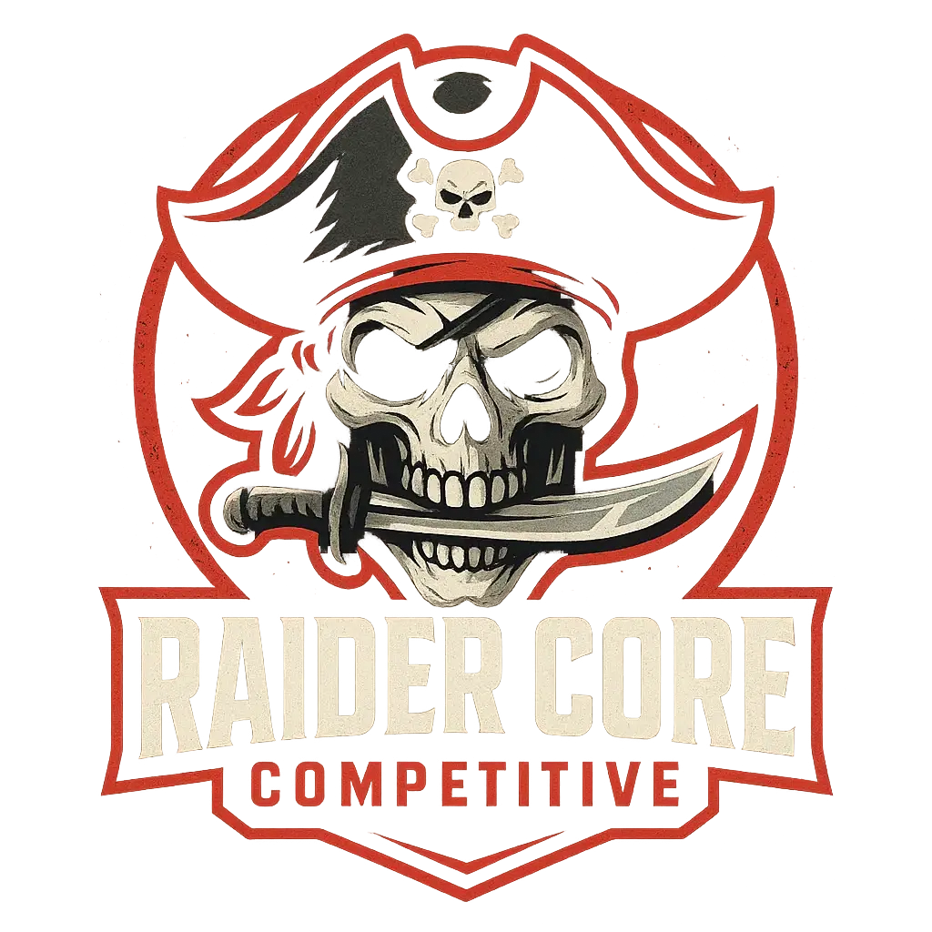 Gaming Logo template with fierce pirate skull and bold red circle