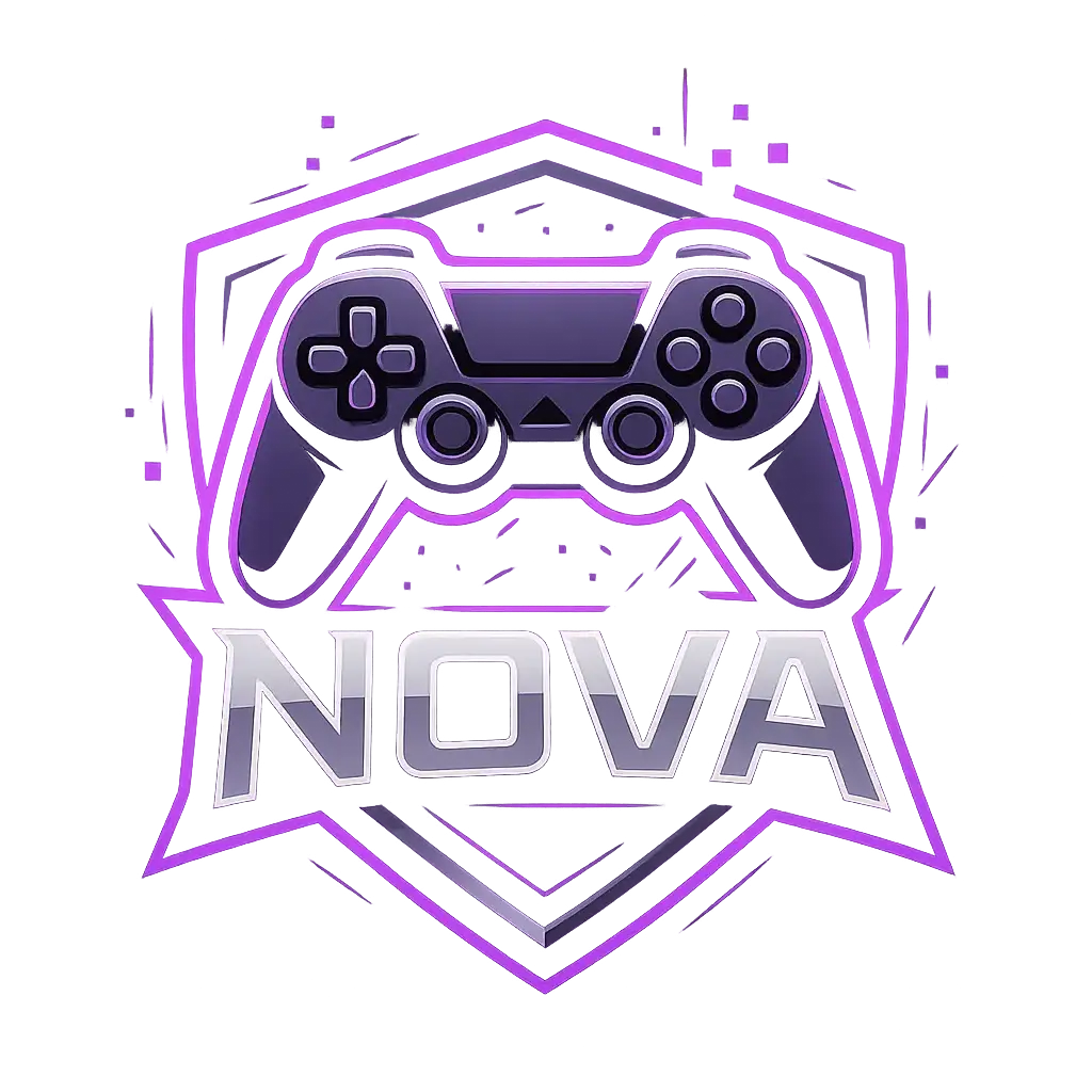 Gaming Logo template with purple and black controller design