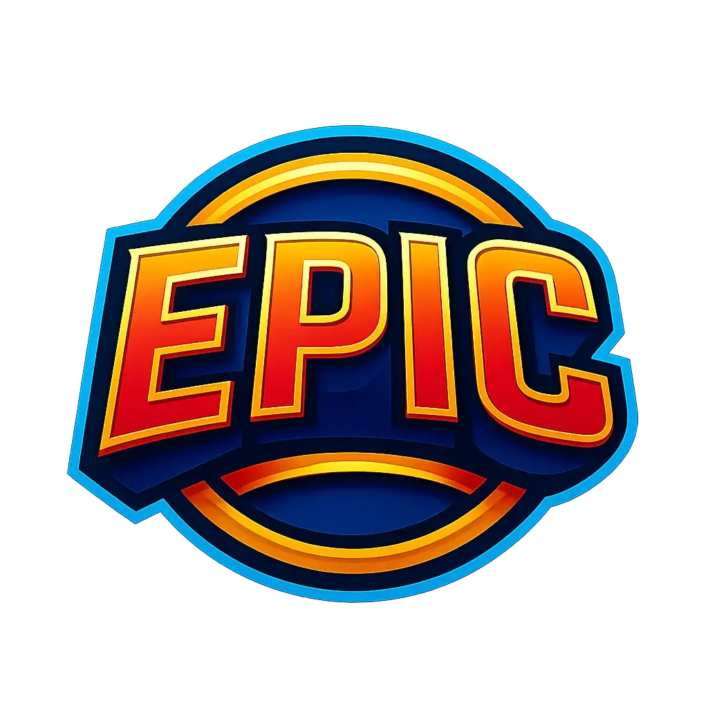 Epic Gaming Logo template with bold 3D typography and vibrant colors