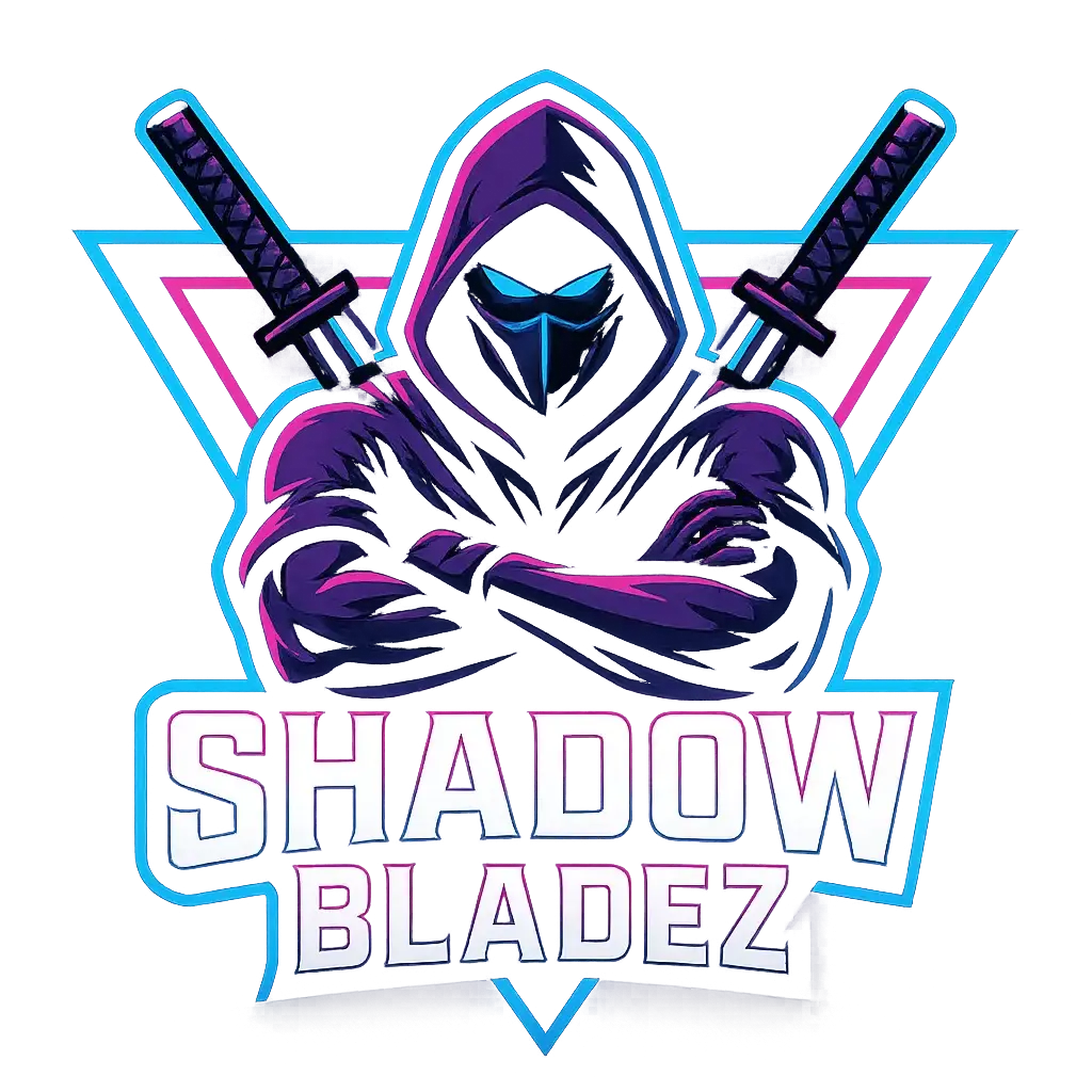 Gaming Logo template with hooded ninja and neon swords