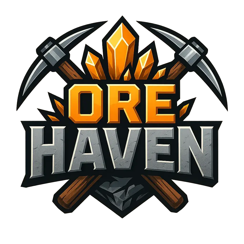 Mining-themed Gaming Logo template with pickaxes and crystal text