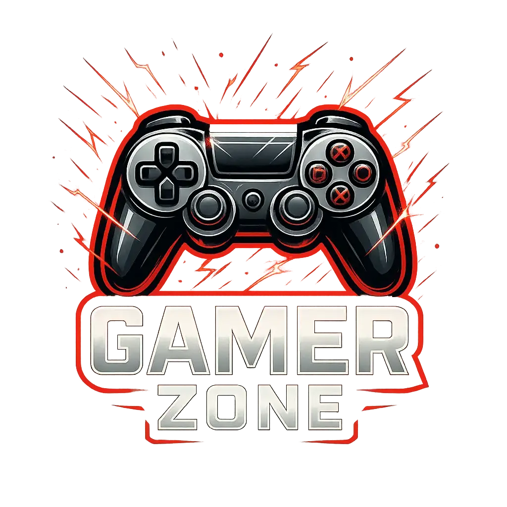 Gaming Logo template with dynamic game controller and neon glow