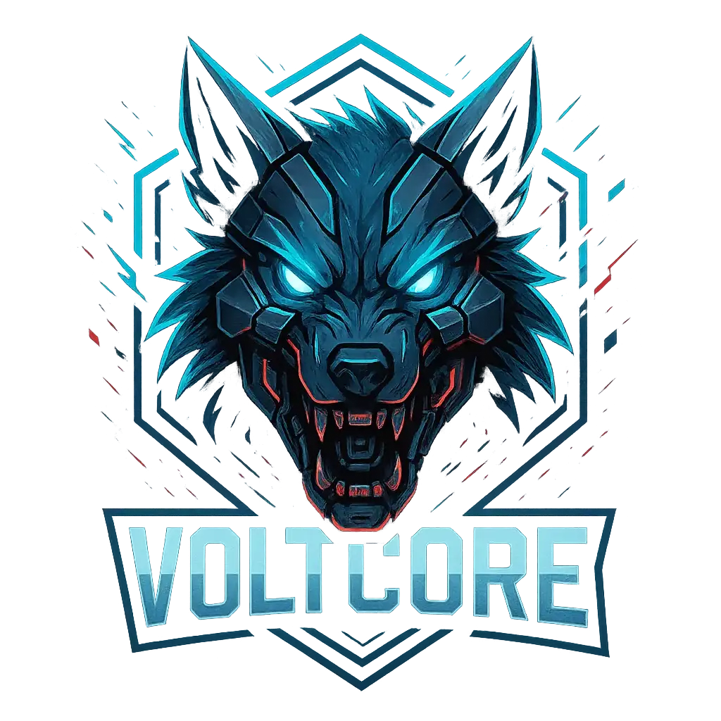 Gaming Logo template with cyber wolf and neon effects
