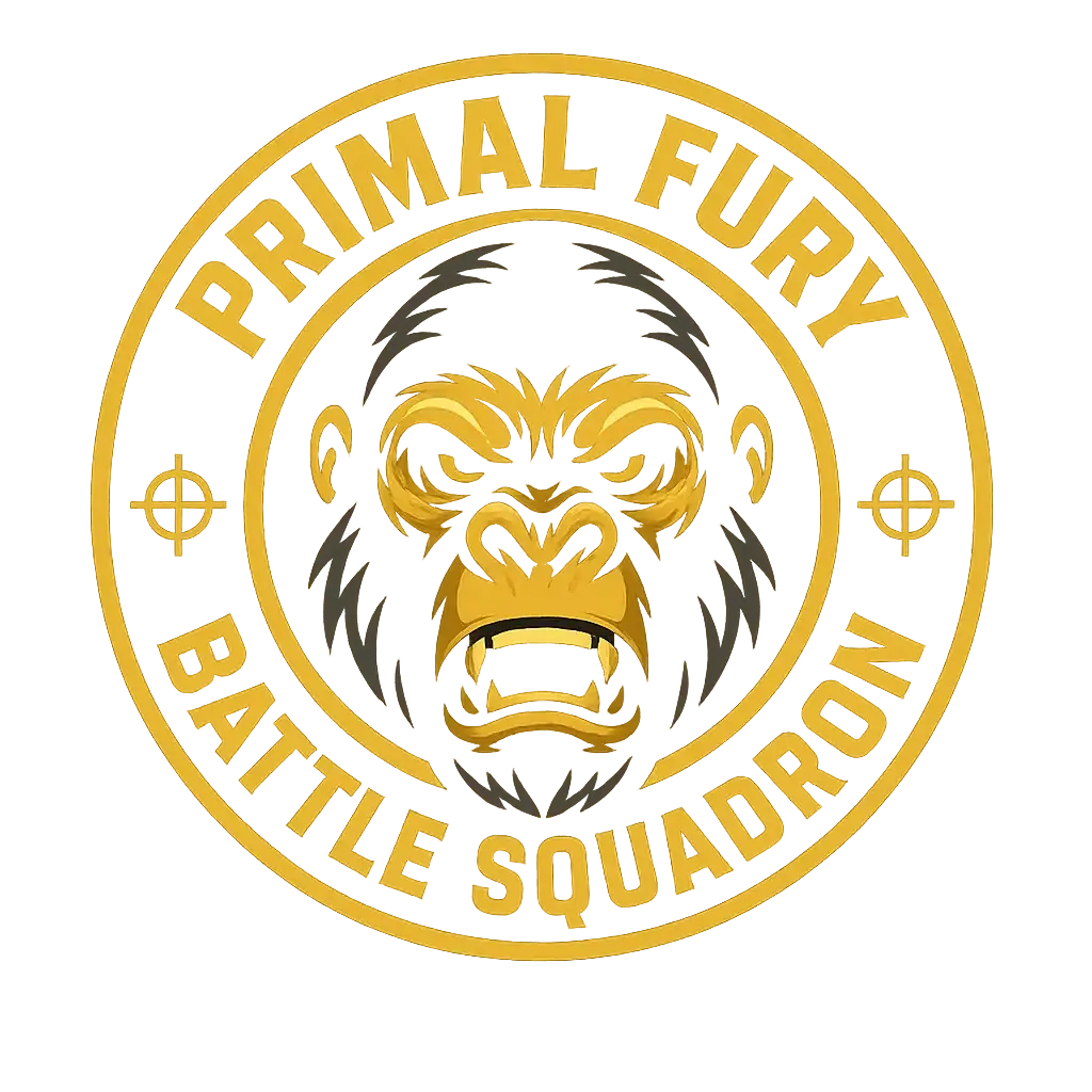 Gaming Logo template with fierce gorilla and gold accents