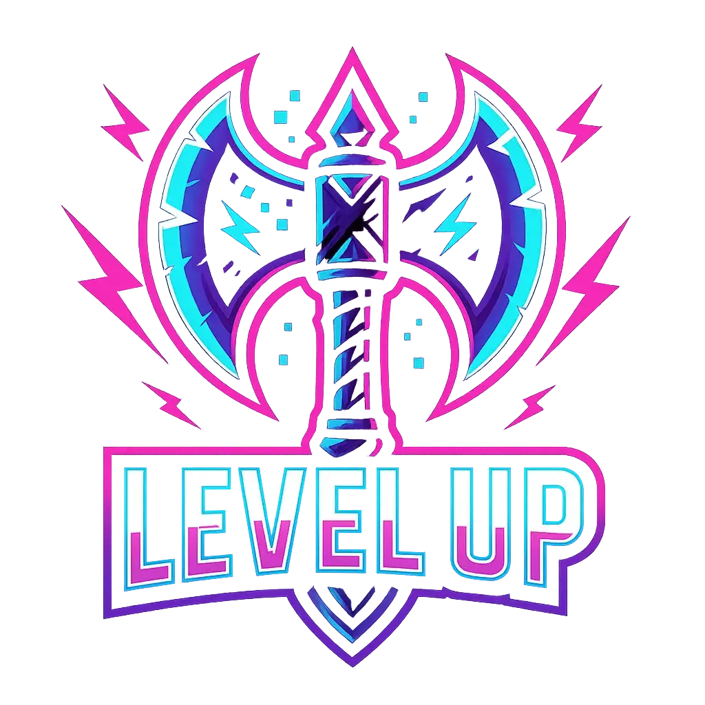 Gaming Logo template with intense battle axe and glowing neon accents