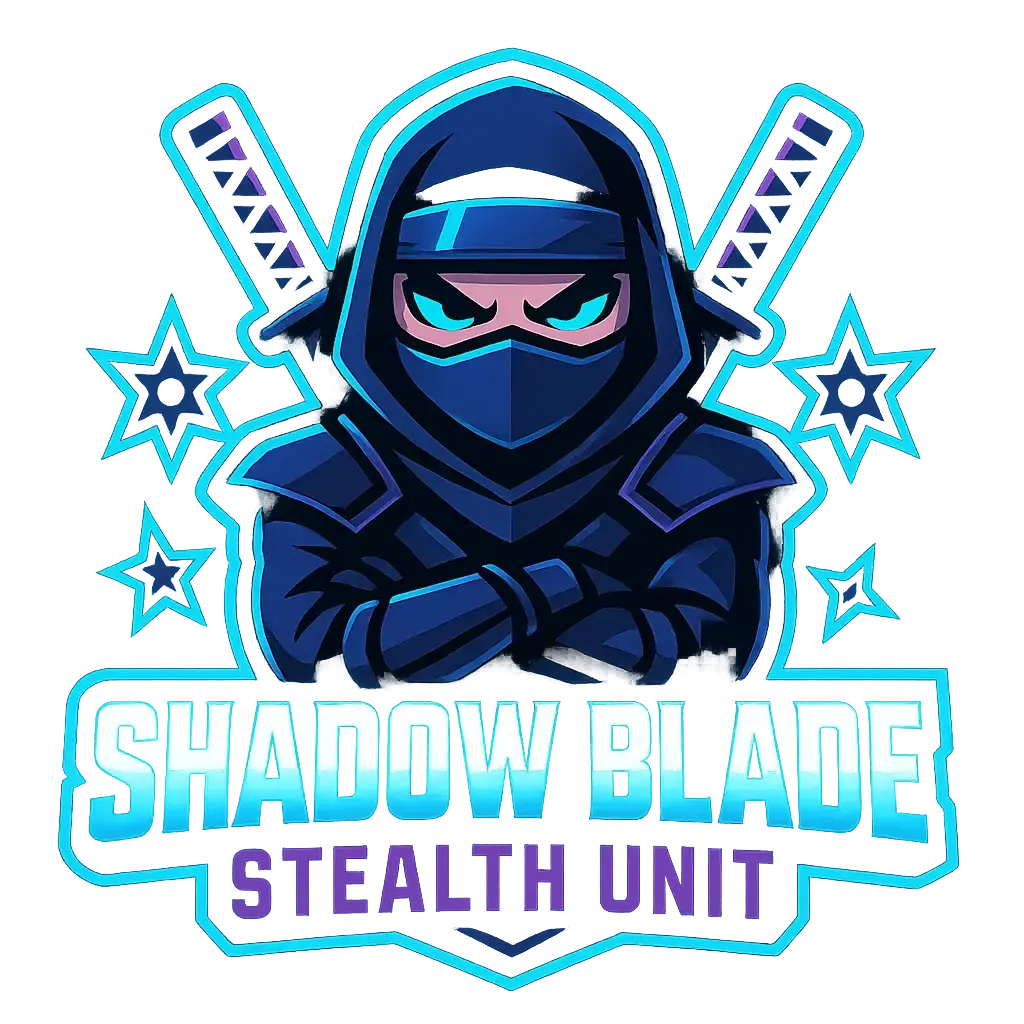 Chibi ninja mascot Gaming Logo template with neon colors