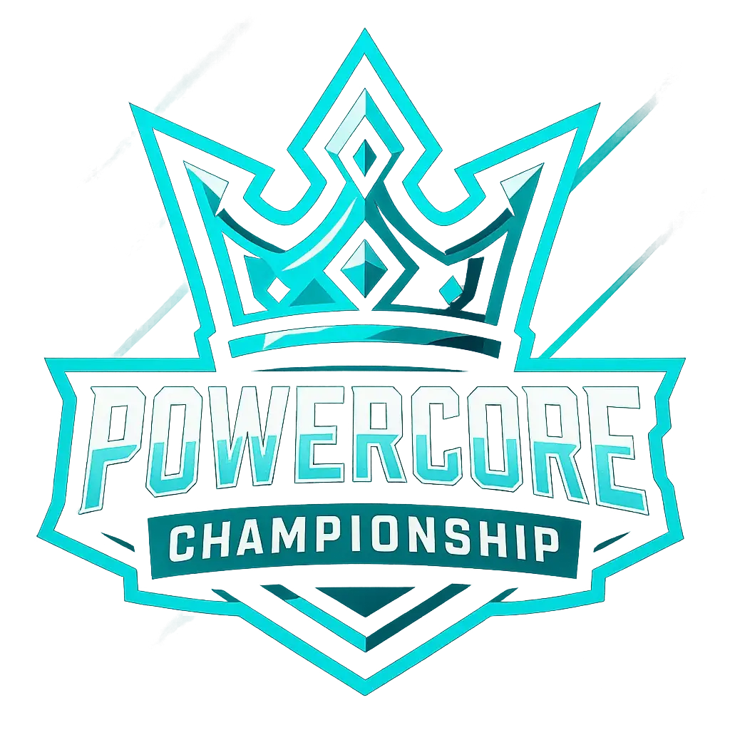 Bold crown-themed Gaming Logo template with teal and cyan glow