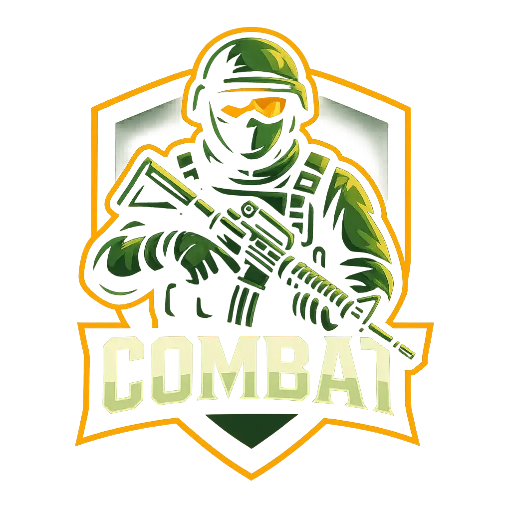 Gaming Logo template with a tactical soldier and bold 'COMBAT' text