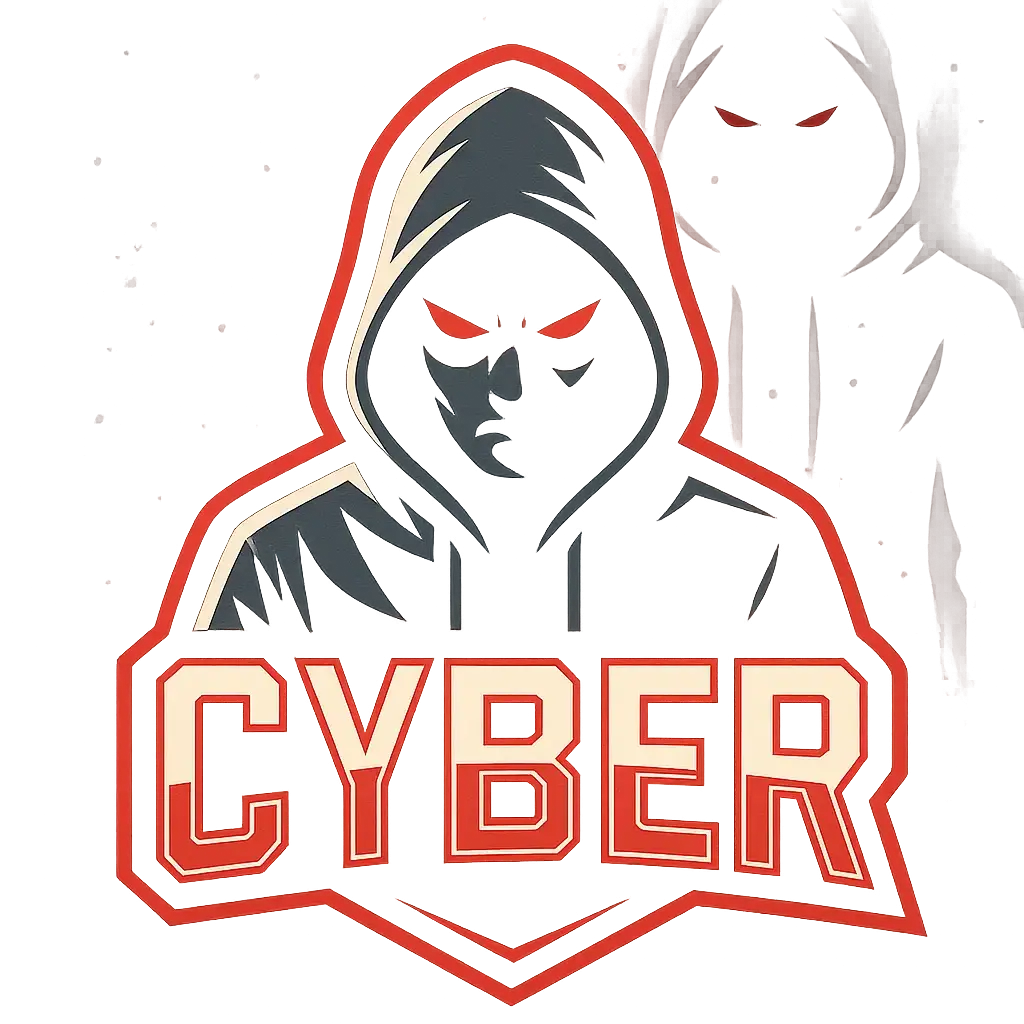 Gaming Logo template with hooded figure and glowing red eyes
