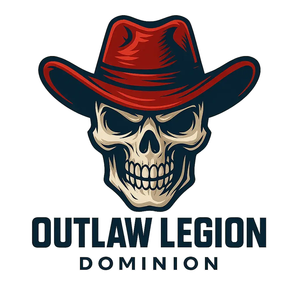 Skull cowboy Gaming Logo template with bold red hat