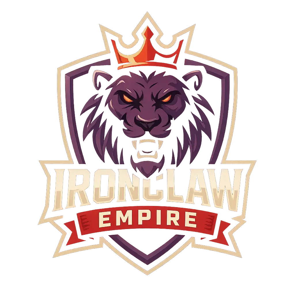 Gaming Logo template with crowned lion and bold typography