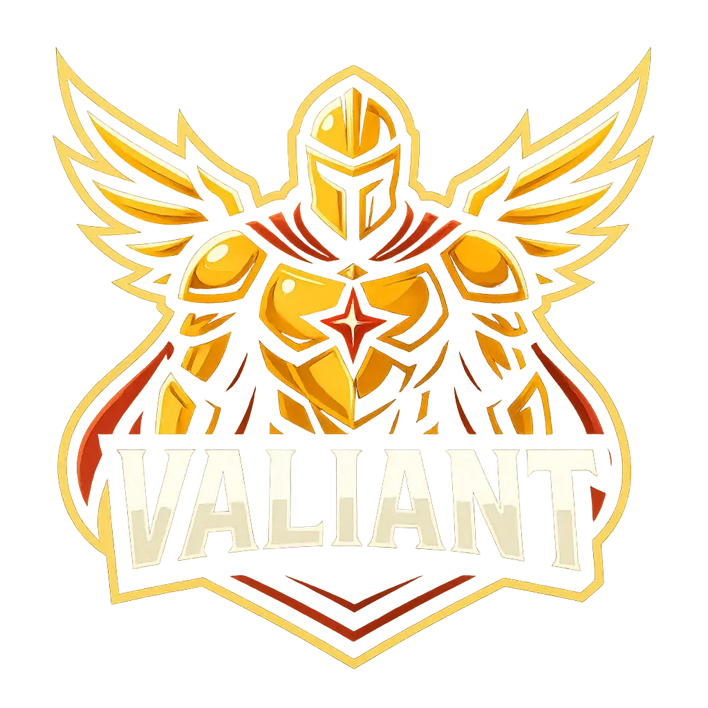 Gaming Logo template featuring a knight with wings and a red star.