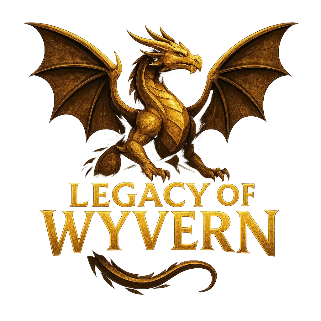 Gaming Logo template with golden wyvern and bold text