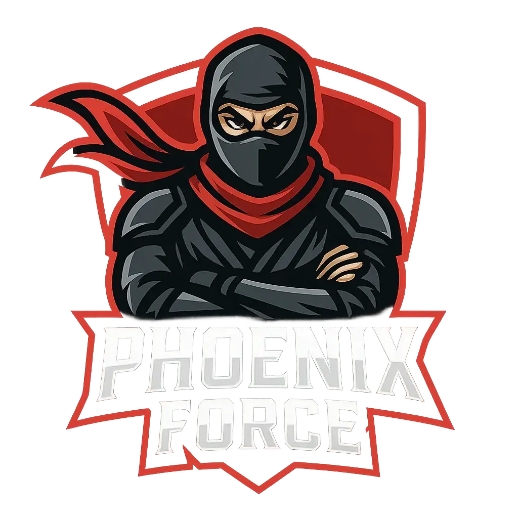 Gaming Logo template featuring ninja mascot with red scarf
