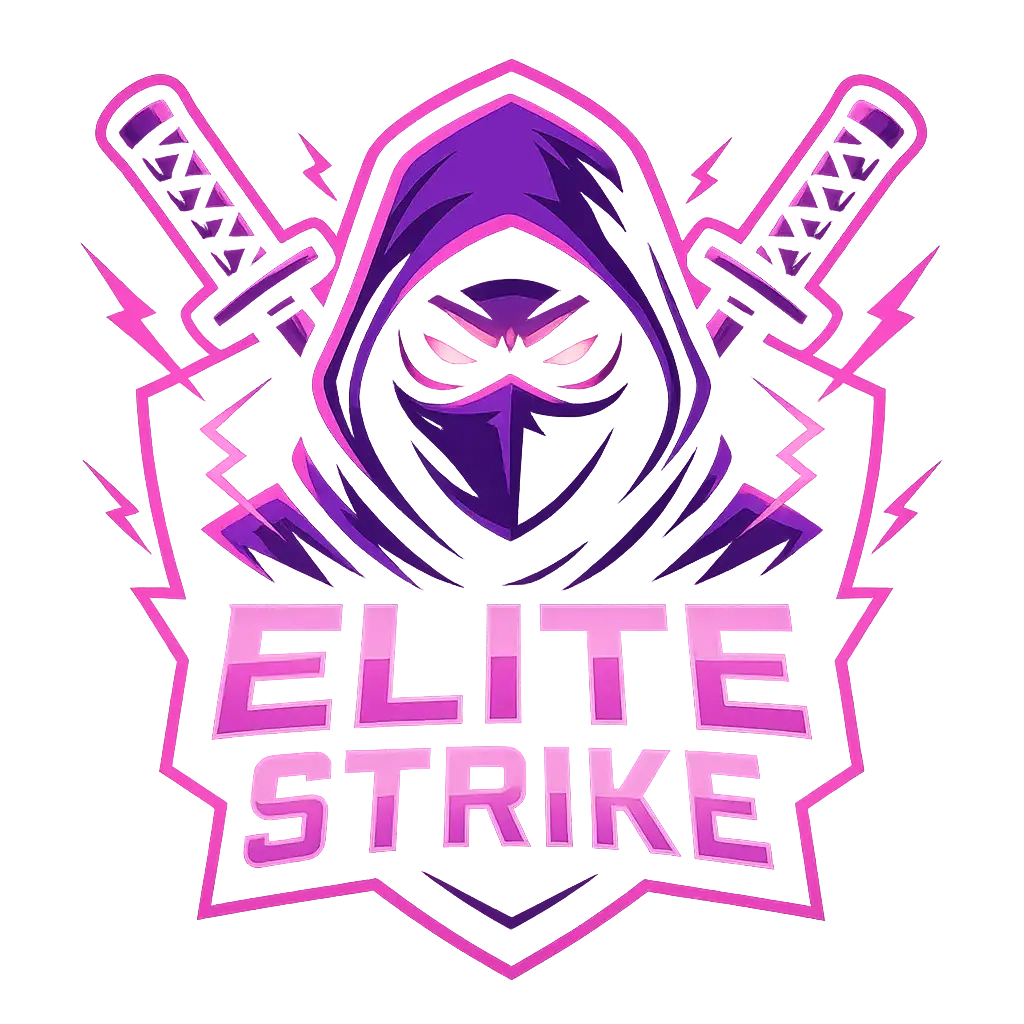 Gaming Logo template featuring a fierce ninja mascot with katana swords and neon effects