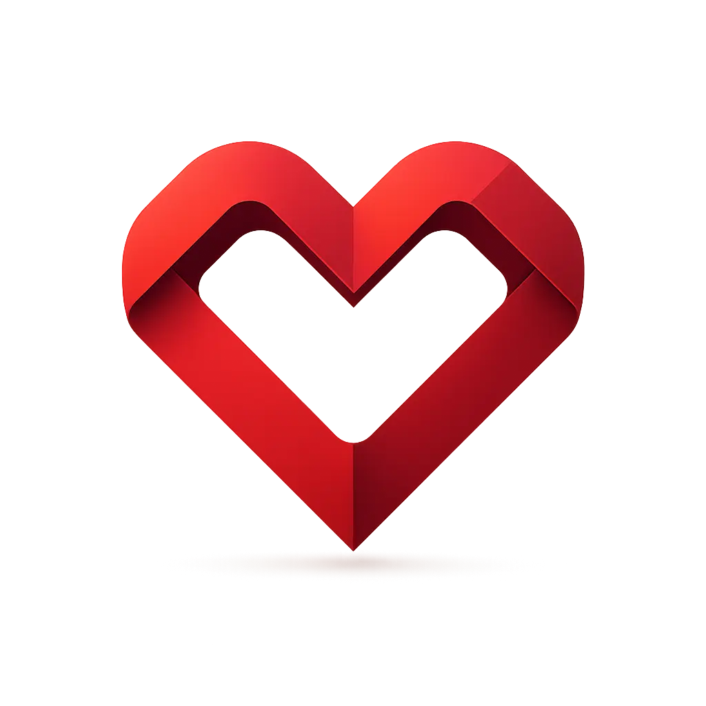 Heart Logo template with folded red ribbon design