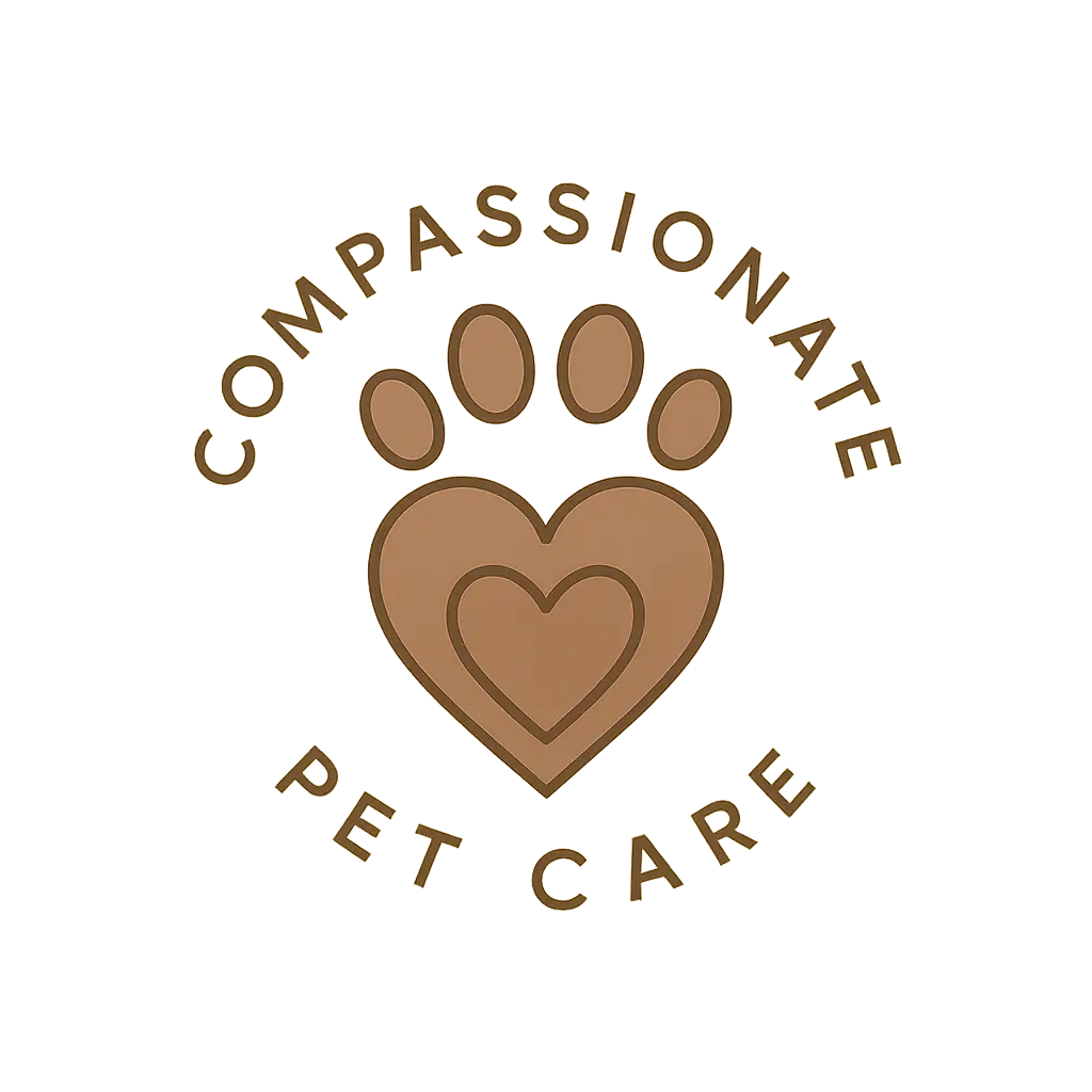 Heart Logo template with paw and text 'Compassionate Pet Care'